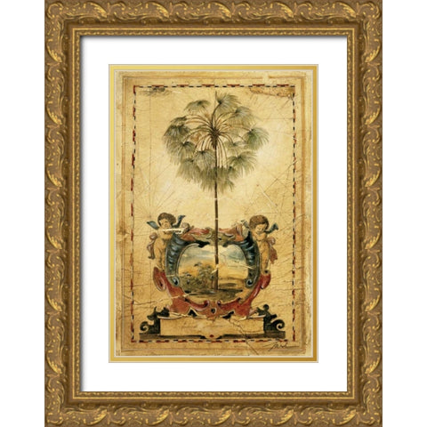 Paradise Palm Gold Ornate Wood Framed Art Print with Double Matting by Jardine, Liz