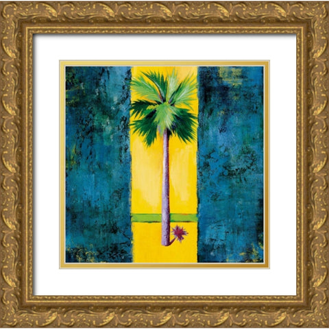 Neon Palm I Gold Ornate Wood Framed Art Print with Double Matting by Jardine, Liz