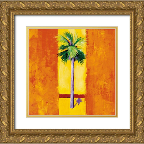 Neon Palm II Gold Ornate Wood Framed Art Print with Double Matting by Jardine, Liz