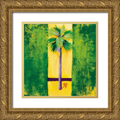 Neon Palm III Gold Ornate Wood Framed Art Print with Double Matting by Jardine, Liz