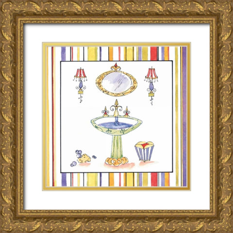 Striped Bath IV Gold Ornate Wood Framed Art Print with Double Matting by Jardine, Liz