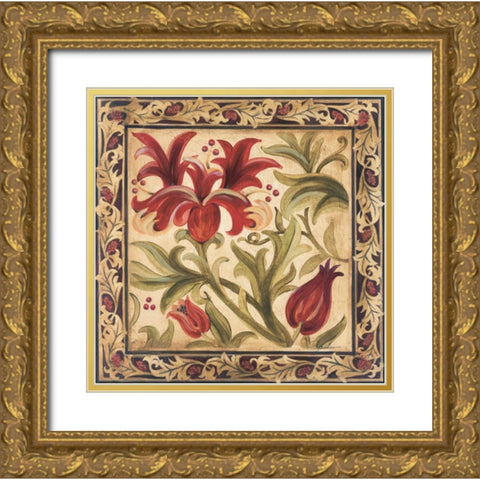 Floral Daydream I Gold Ornate Wood Framed Art Print with Double Matting by Jardine, Liz