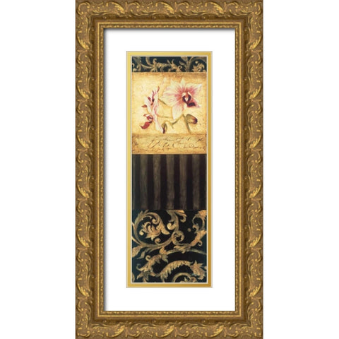 Orchid Brocade I Gold Ornate Wood Framed Art Print with Double Matting by Jardine, Liz