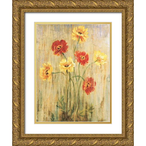 Poppy Serenade Gold Ornate Wood Framed Art Print with Double Matting by Jardine, Liz