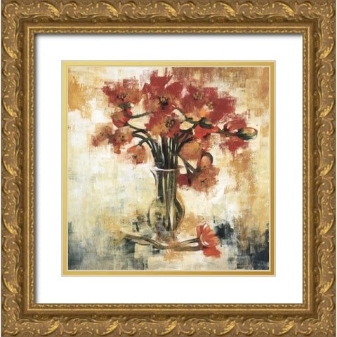 Symphony of Poppies Gold Ornate Wood Framed Art Print with Double Matting by Jardine, Liz