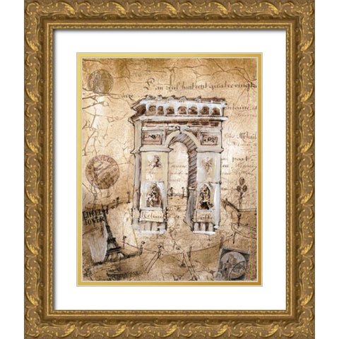 Arc De Triomphe Gold Ornate Wood Framed Art Print with Double Matting by Jardine, Liz