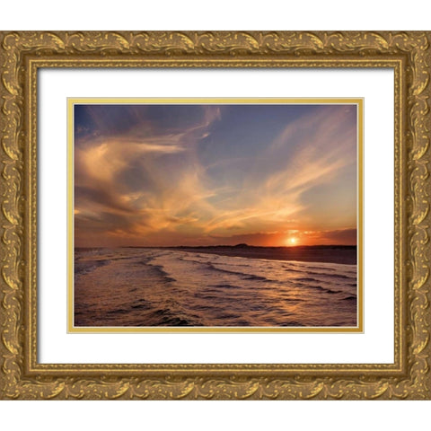 Corpus Christi Sunset Gold Ornate Wood Framed Art Print with Double Matting by Jones, Mike