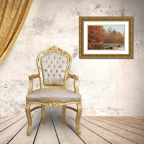 Foggy River Gold Ornate Wood Framed Art Print with Double Matting by Jones, Mike