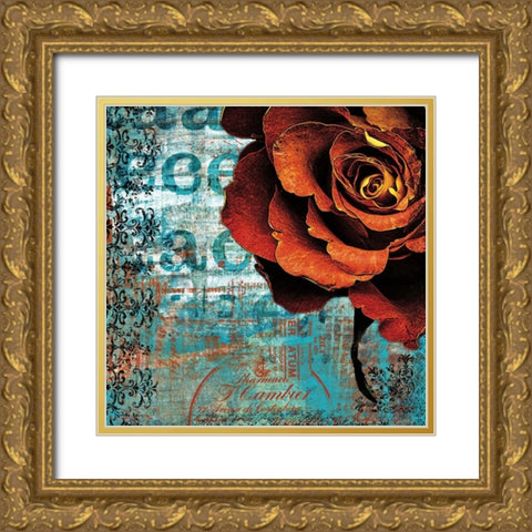 Graffiti Rose Gold Ornate Wood Framed Art Print with Double Matting by Lazar Schuler, Christina