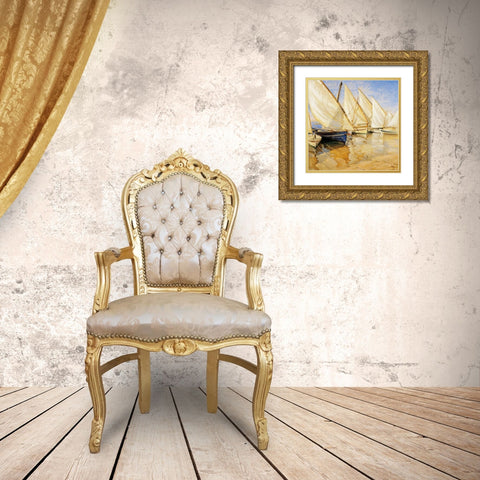 White Sails I Gold Ornate Wood Framed Art Print with Double Matting by Laporta, Jaume