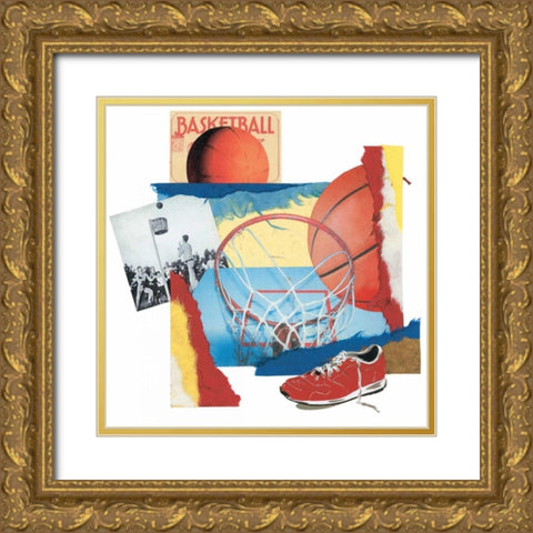 Hoop Shot Gold Ornate Wood Framed Art Print with Double Matting by Markell, Melissa