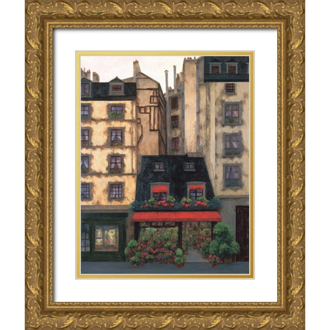 Flowers on the Boulevard I Gold Ornate Wood Framed Art Print with Double Matting by Masdeu, Montserrat