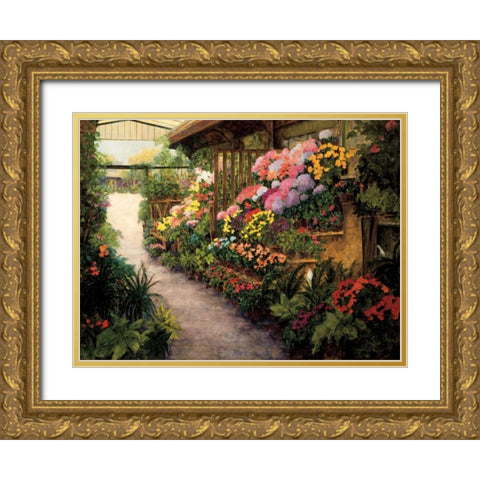 Spring Flower Market Gold Ornate Wood Framed Art Print with Double Matting by Masdeu, Montserrat