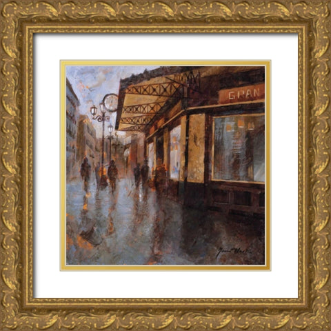 Gran Cafe Gold Ornate Wood Framed Art Print with Double Matting by Martin, Noemi