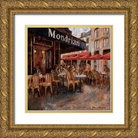 Mondrian Cafe Gold Ornate Wood Framed Art Print with Double Matting by Martin, Noemi