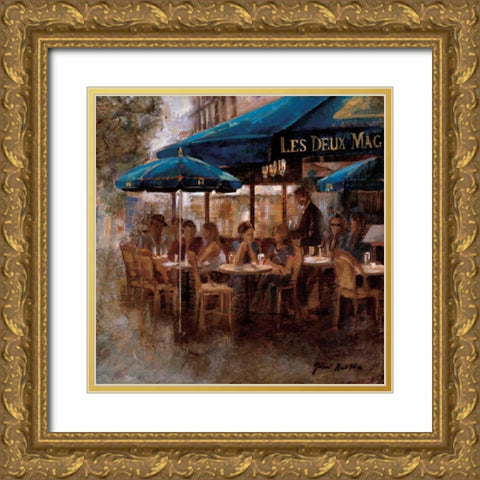 Les Deux Magots Gold Ornate Wood Framed Art Print with Double Matting by Martin, Noemi