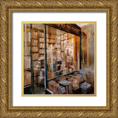 Librairie Gold Ornate Wood Framed Art Print with Double Matting by Martin, Noemi