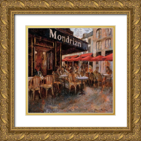 Mondrian Cafe Gold Ornate Wood Framed Art Print with Double Matting by Martin, Noemi
