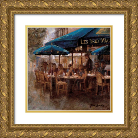 Les Deux Magots Gold Ornate Wood Framed Art Print with Double Matting by Martin, Noemi