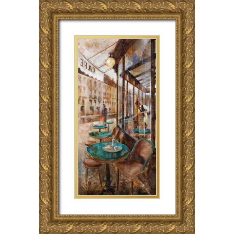 Terraza Cafe de Flore Gold Ornate Wood Framed Art Print with Double Matting by Martin, Noemi