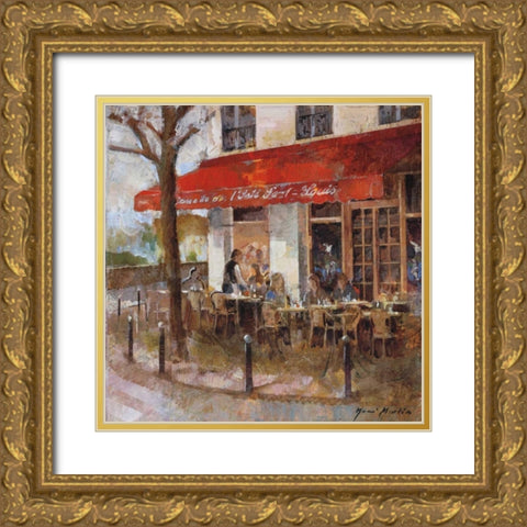 Cafe Saint-Louis Gold Ornate Wood Framed Art Print with Double Matting by Martin, Noemi