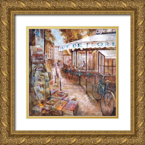 St.Germain Paris Gold Ornate Wood Framed Art Print with Double Matting by Martin, Noemi