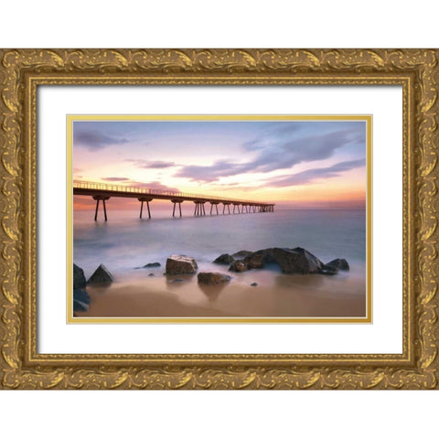 The Pier Gold Ornate Wood Framed Art Print with Double Matting by Mora, Sergi