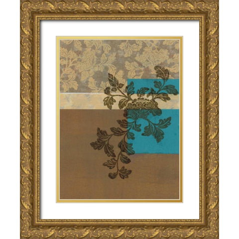 Peony Branch II Gold Ornate Wood Framed Art Print with Double Matting by Nocito, James
