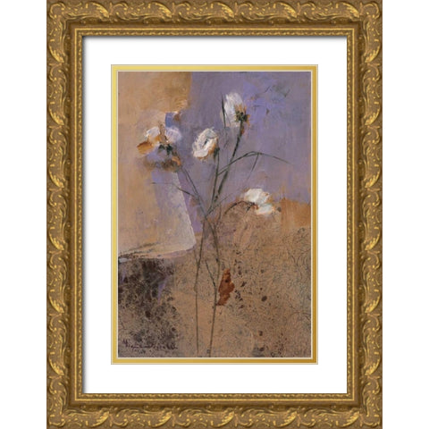 Flowers of June Series I Gold Ornate Wood Framed Art Print with Double Matting by Nicolau, Miquela