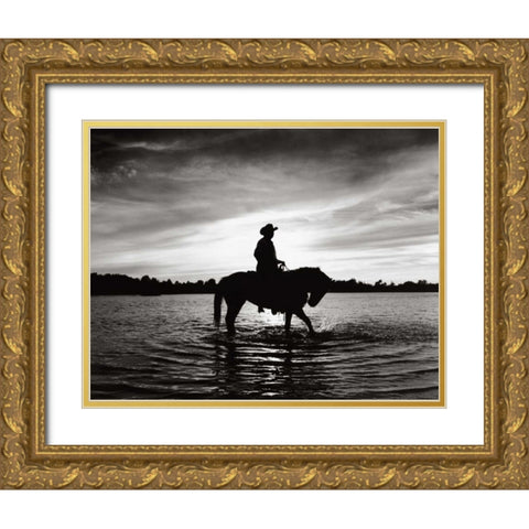 Silhouettes at Sunset Gold Ornate Wood Framed Art Print with Double Matting by Nagler, Monte