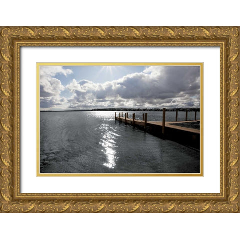 Sunrise at Crooked Lake  Gold Ornate Wood Framed Art Print with Double Matting by Nagler, Monte