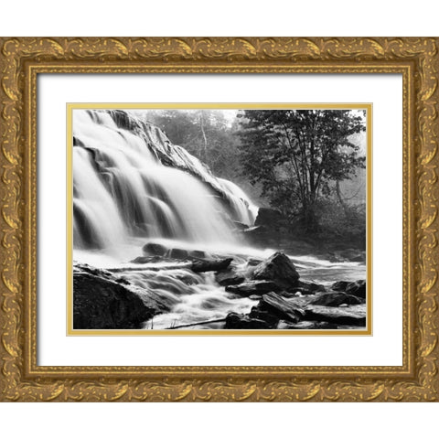 Bond Falls and Rocks Gold Ornate Wood Framed Art Print with Double Matting by Nagler, Monte