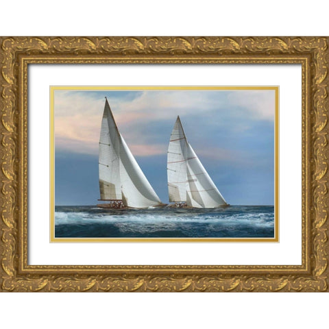 The Chase Gold Ornate Wood Framed Art Print with Double Matting by Ortega, Xavier