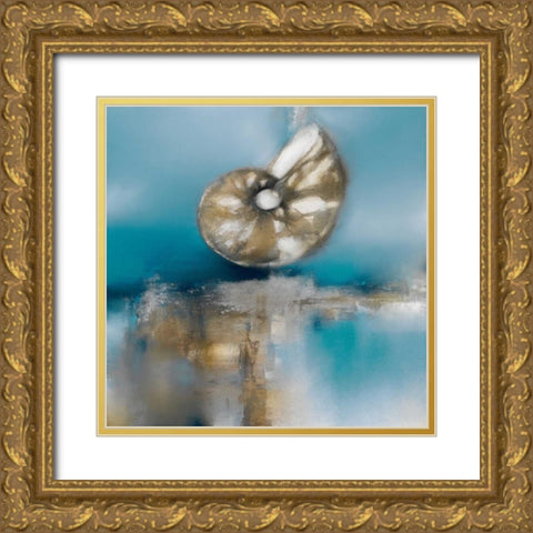 Blue Shores Nautilus Gold Ornate Wood Framed Art Print with Double Matting by Prior, J.P.
