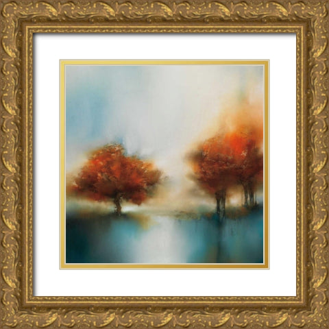 Morning Mist and Maple II Gold Ornate Wood Framed Art Print with Double Matting by Prior, J.P.