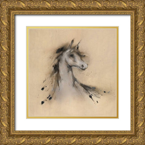 Horse Play I Gold Ornate Wood Framed Art Print with Double Matting by Prior, J.P.
