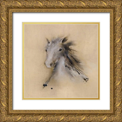 Horse Play II Gold Ornate Wood Framed Art Print with Double Matting by Prior, J.P.