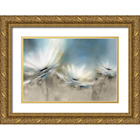 Beachside Daisies Gold Ornate Wood Framed Art Print with Double Matting by Prior, J.P.