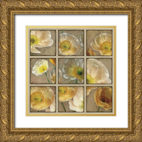 Shades of Poppies Gold Ornate Wood Framed Art Print with Double Matting by Pahl, Janel