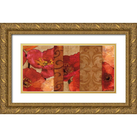 Poppy Patterns Gold Ornate Wood Framed Art Print with Double Matting by Pahl, Janel