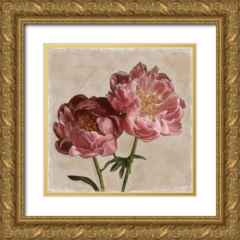 Peony II Gold Ornate Wood Framed Art Print with Double Matting by Pahl, Janel