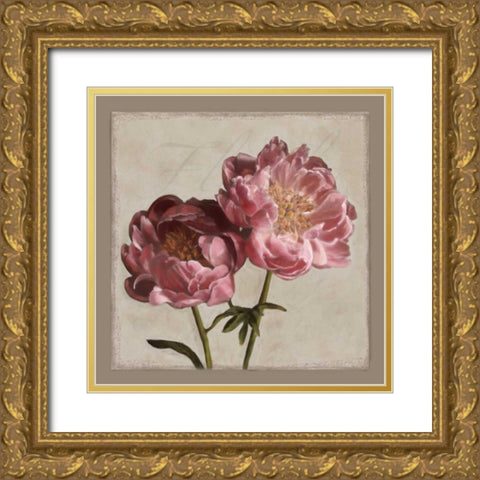 Botanical Peony Gold Ornate Wood Framed Art Print with Double Matting by Pahl, Janel