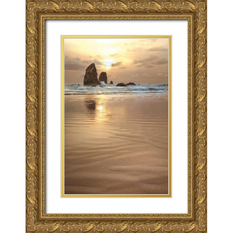 Sunset Silhouette Gold Ornate Wood Framed Art Print with Double Matting by Pahl, Janel