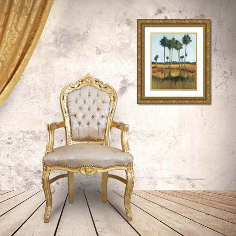 Tall Palms II Gold Ornate Wood Framed Art Print with Double Matting by Pulliam, Mark