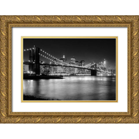 NYC Nights Gold Ornate Wood Framed Art Print with Double Matting by Papiorek, Nina