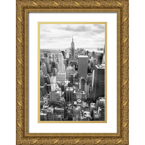 NYC Downtown Gold Ornate Wood Framed Art Print with Double Matting by Papiorek, Nina