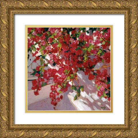 Hanging Flowers Gold Ornate Wood Framed Art Print with Double Matting by Craig, Philip