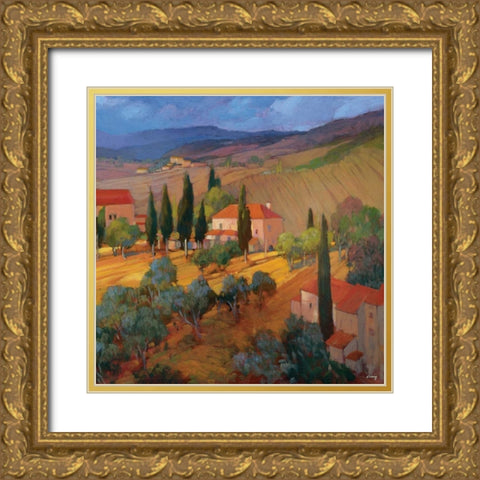 Coral Sunset Tuscany Gold Ornate Wood Framed Art Print with Double Matting by Craig, Philip