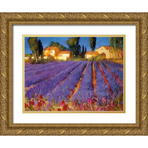Late Afternoon, Lavender Fields Gold Ornate Wood Framed Art Print with Double Matting by Craig, Philip