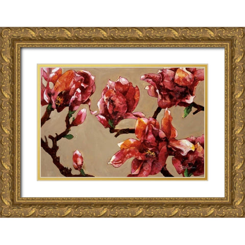 Elegant Magnolia Gold Ornate Wood Framed Art Print with Double Matting by Kamikura, Joyce